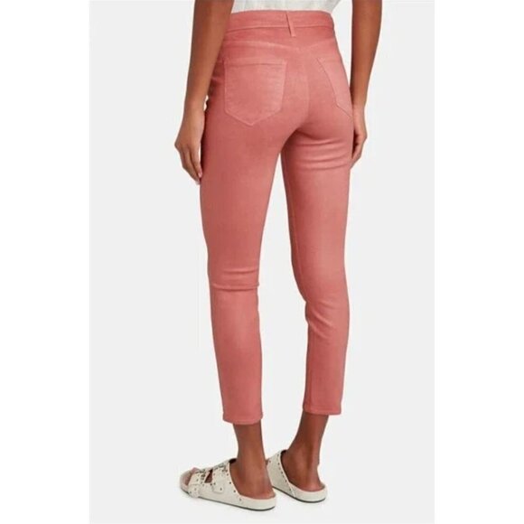 New L'Agence Size 27 Margot Skinny High Rise Stretch Dusty Rose Coated Jeans - Picture 2 of 15